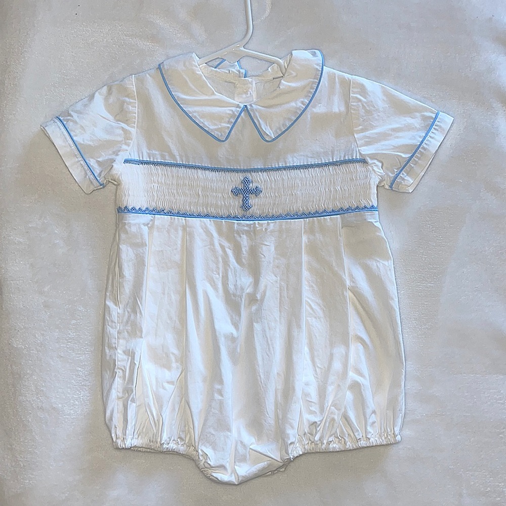 Smocked Cross Baby Boy Outfit